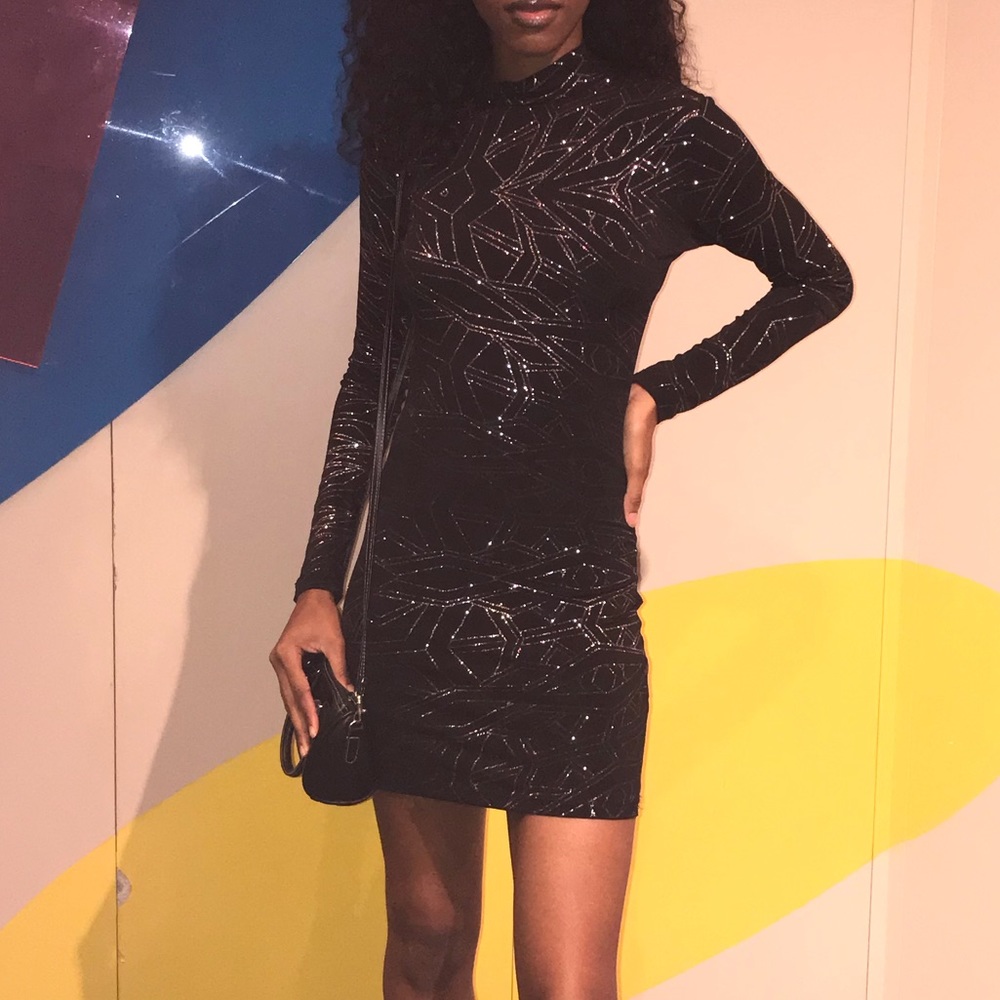 Glitter turtleneck dress